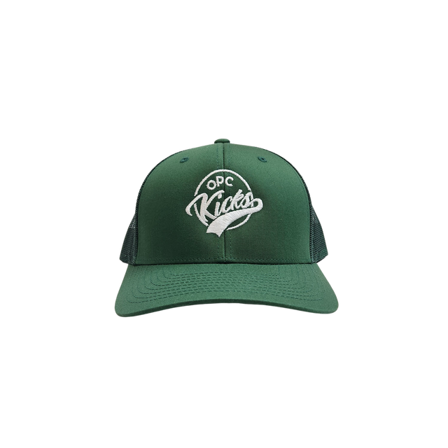 OPC Kicks Original Logo Embroidered Trucker Hat White on Green
