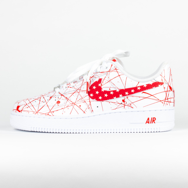 Nike Air Force 1 Low White Custom paint shoes (Red)