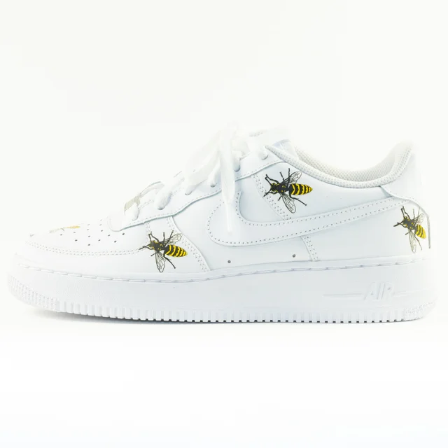 Nike Air Force 1 White Custom 'Bumble Bees' Edition