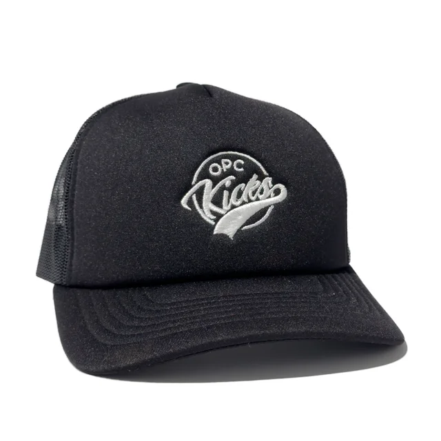 OPC Kicks Original Logo Embroidered Trucker Hat White on Black