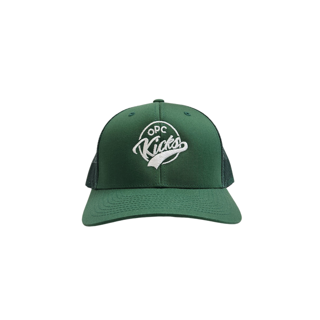 OPC Kicks Original Logo Embroidered Trucker Hat White on Green