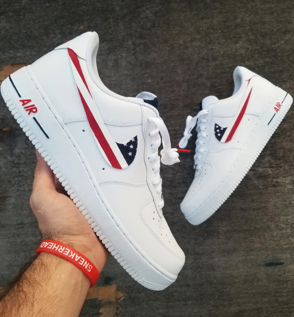 Nike Air Force 1 White Custom 'America' Edition w/ Custom Insoles