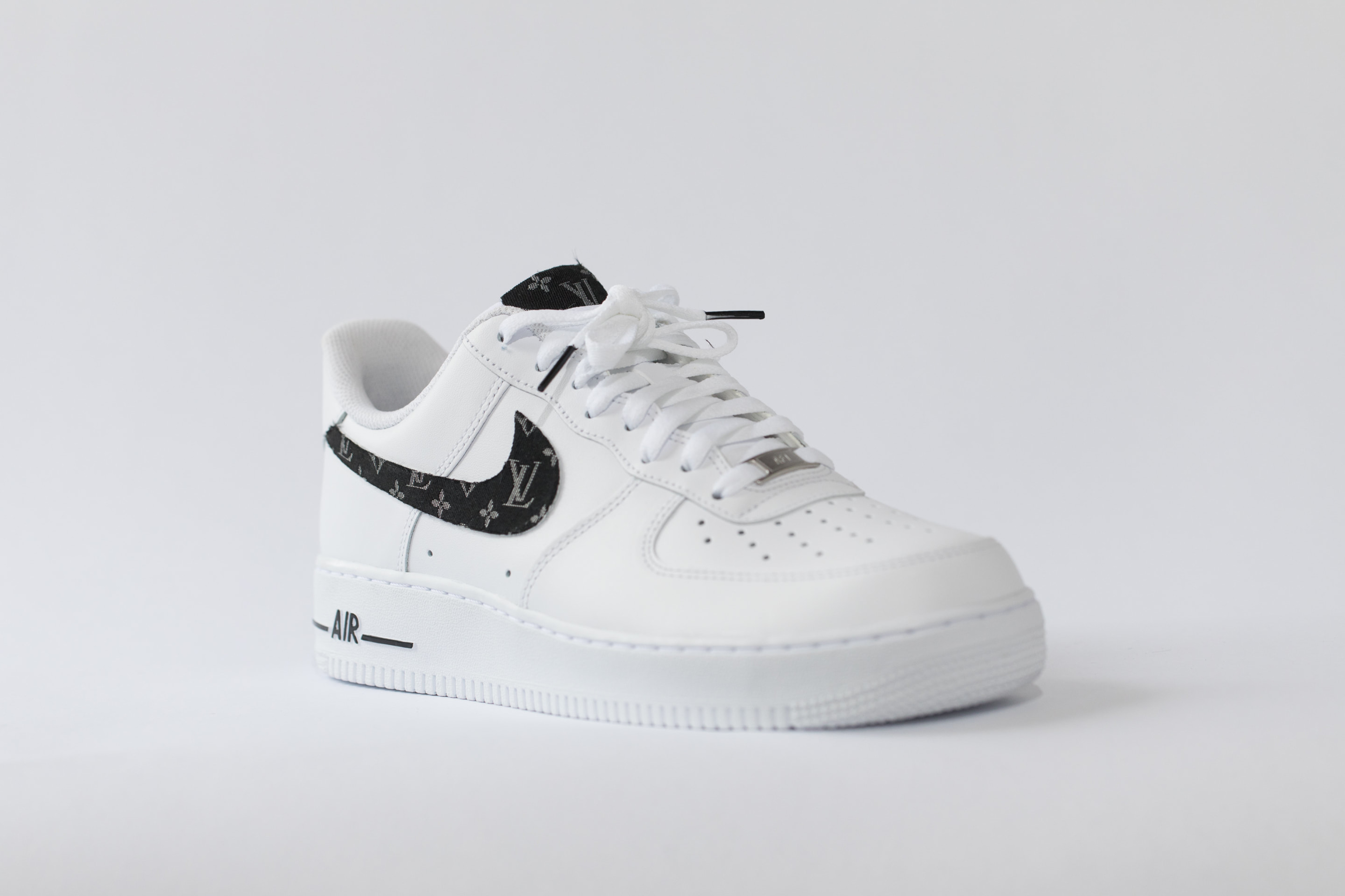 Nike Air Force 1 White low custom &#39;LV Black Denim&#39; Edition W/ Custom Insoles