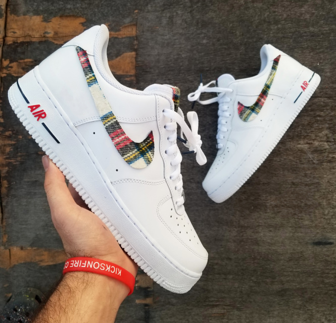 Nike Air Force 1 all white low  'Flannel' edition / with custom insoles