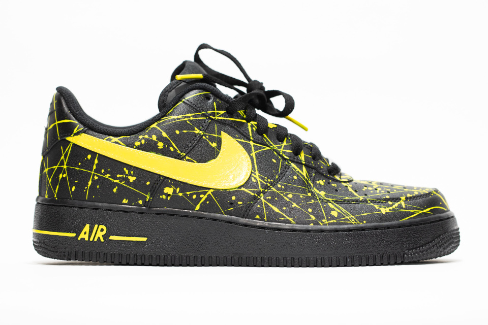 Nike Air Force 1 Black Custom 'Yellowed Up' Edition