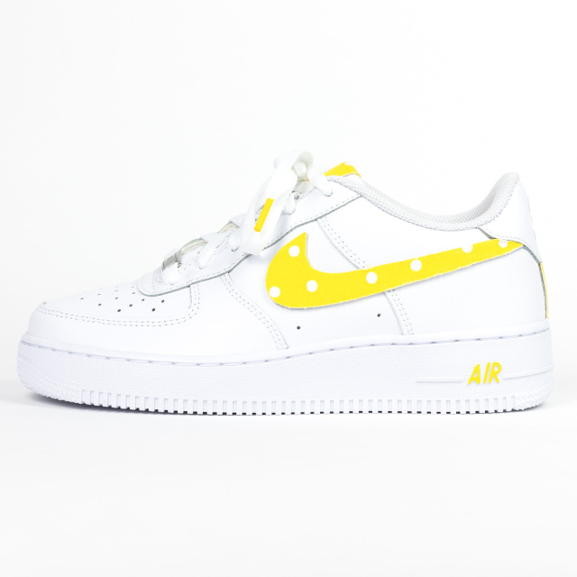 Nike Air Force 1 White Custom 'Yellow Polka Dot' W/ Custom Matching Insoles