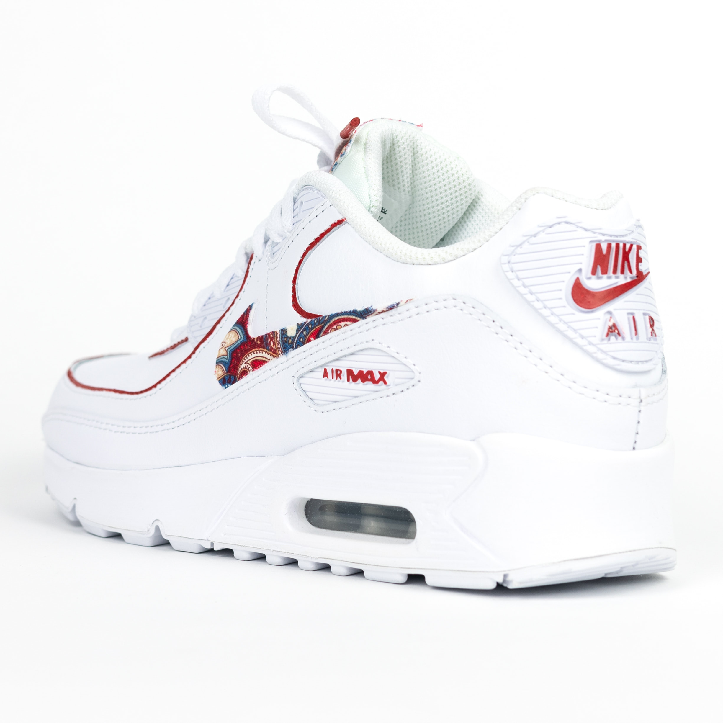 Nike Air Max 90 Custom White 'Maroon Paisley' Premo Edition