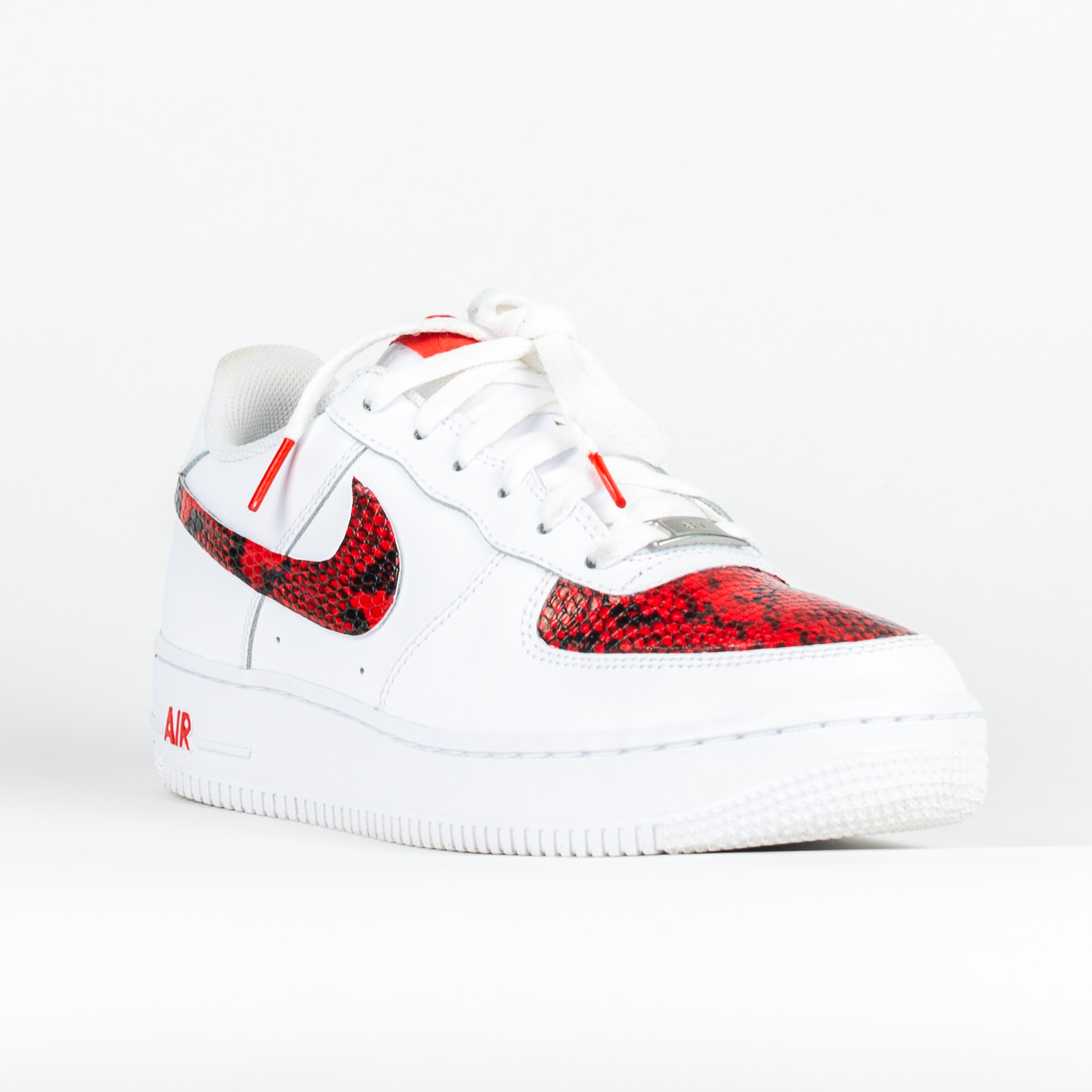 Nike Air Force 1 White Custom 'Red Snakeskins' Premo Edition