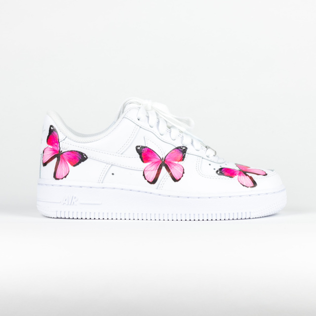 Nike Air Force 1 White Custom 'Pink Butterfly' Edition