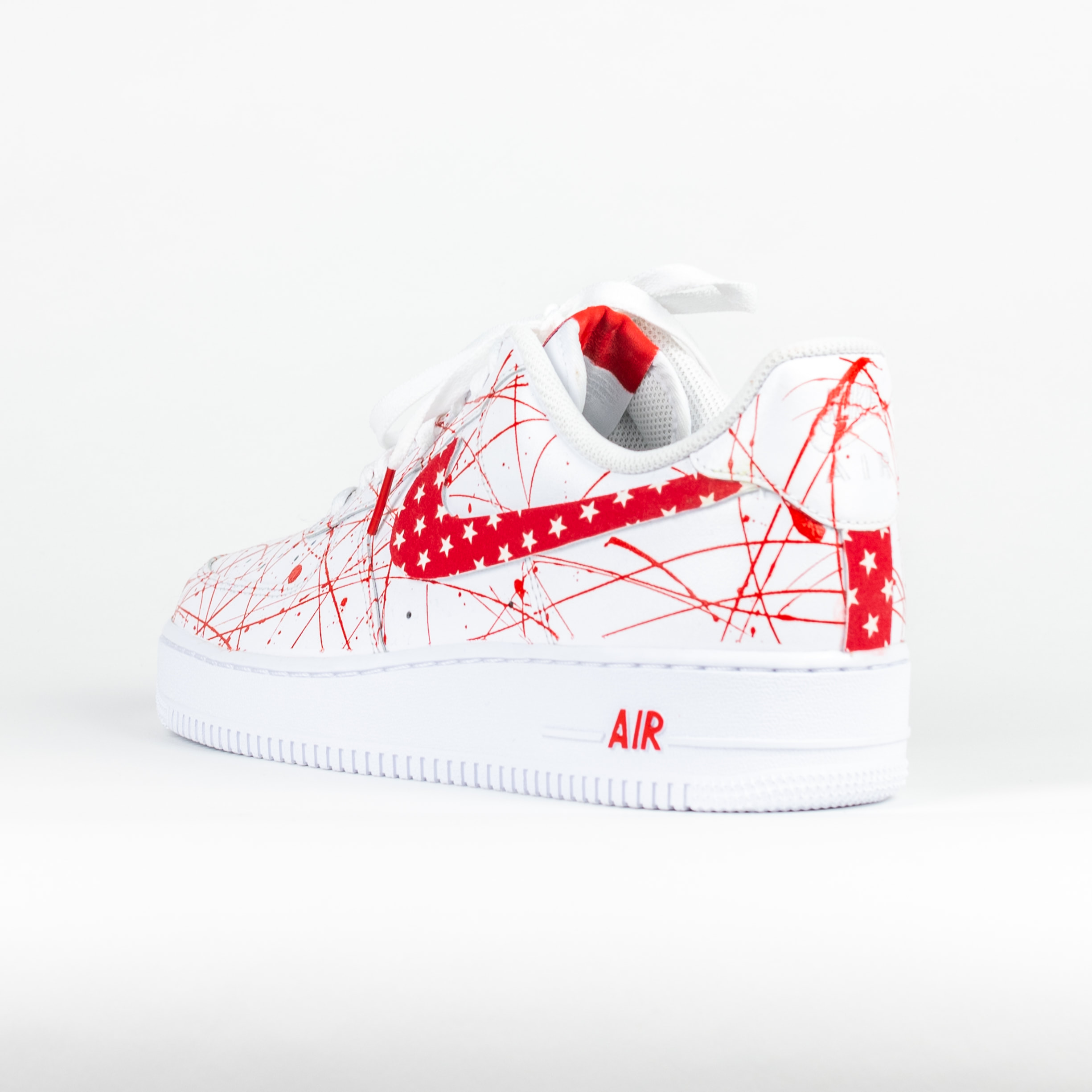 Nike Air Force 1 White Custom 'Red Splattered Stars' Edition