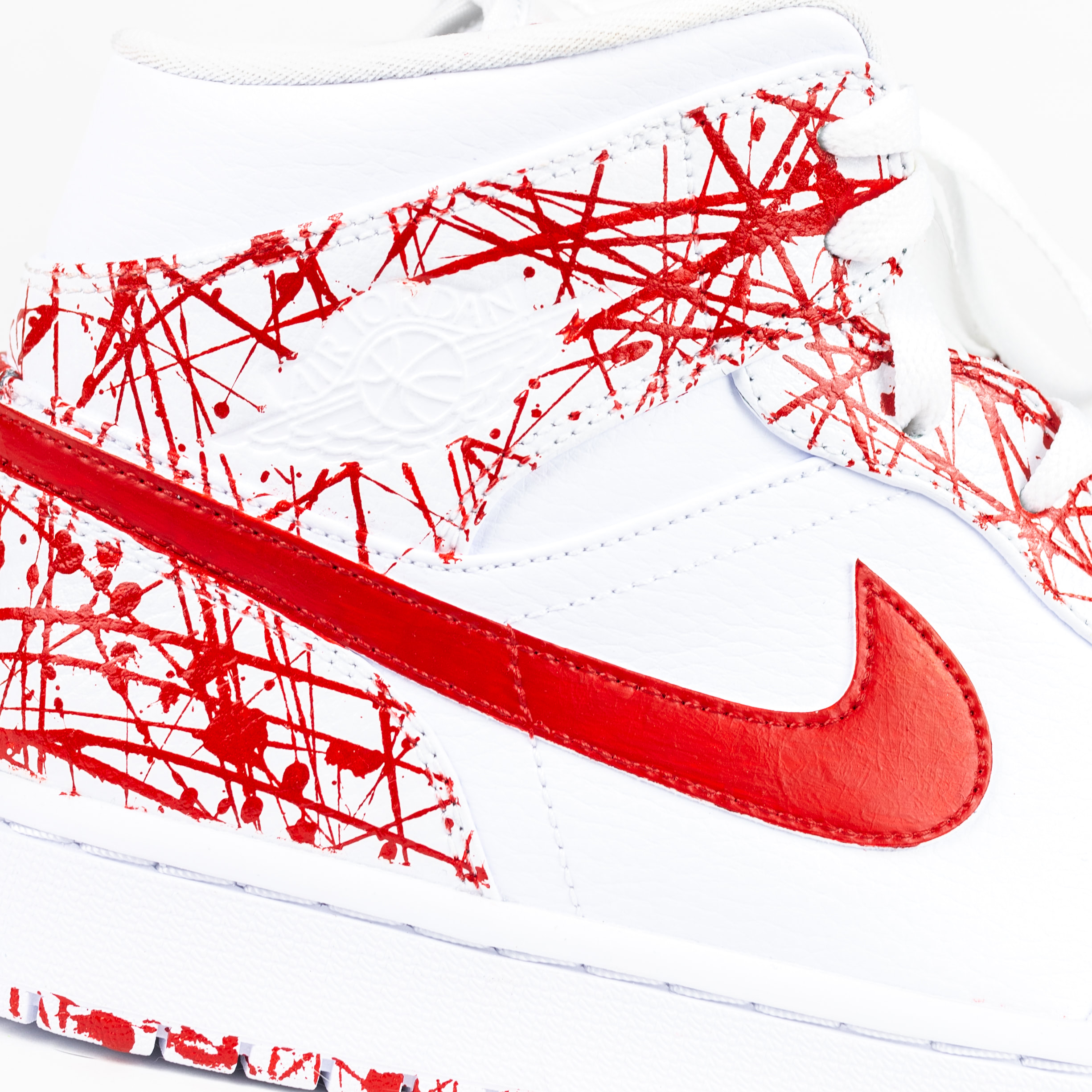 Nike Air Jordan 1 Mid Custom 'Red Pollocks' Edition