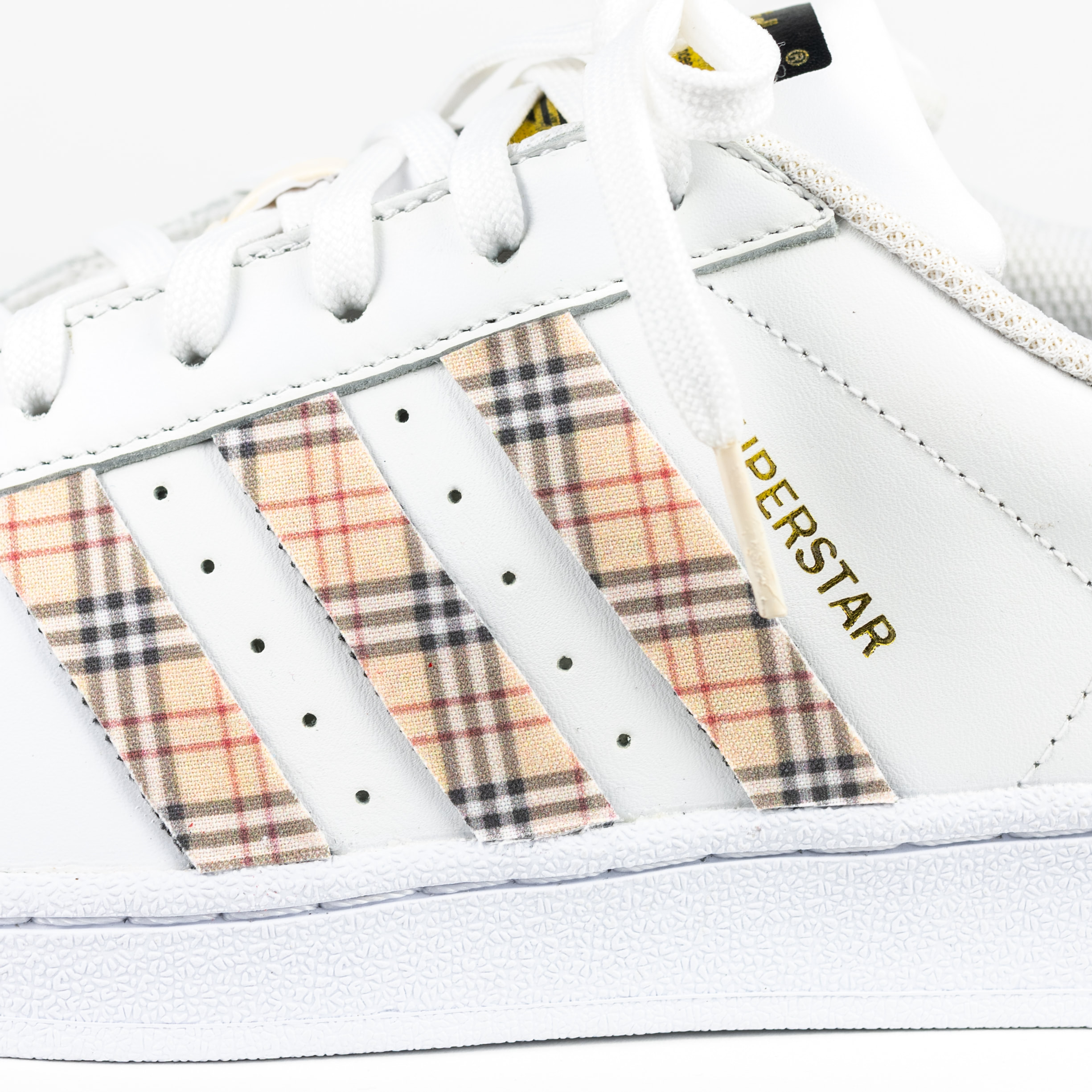 Adidas Superstar Custom White 'Plaid' Premo Shell Toe Edition
