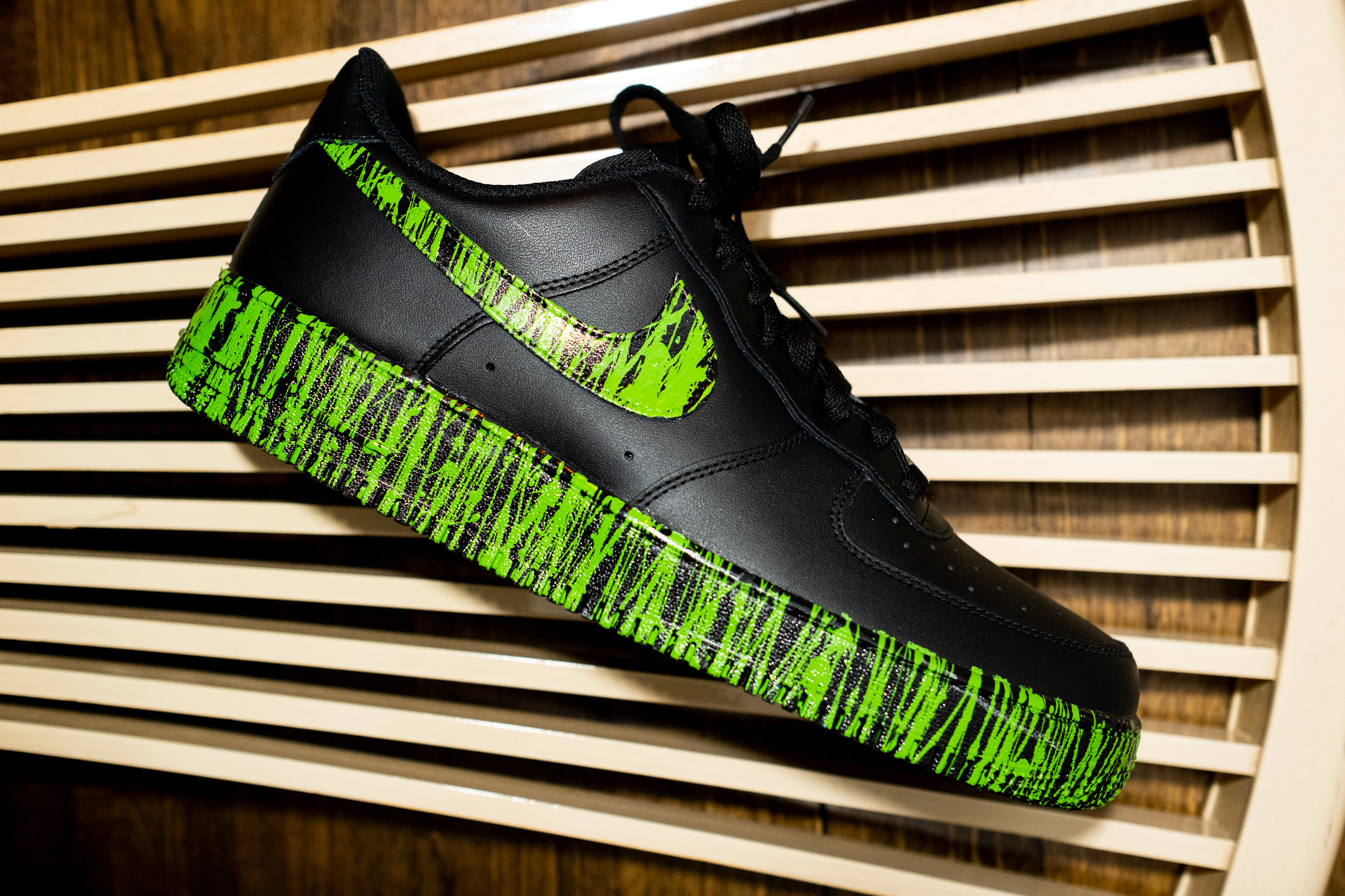 Nike Air Force 1 Black Custom 'The Matrix' Splattered Edition