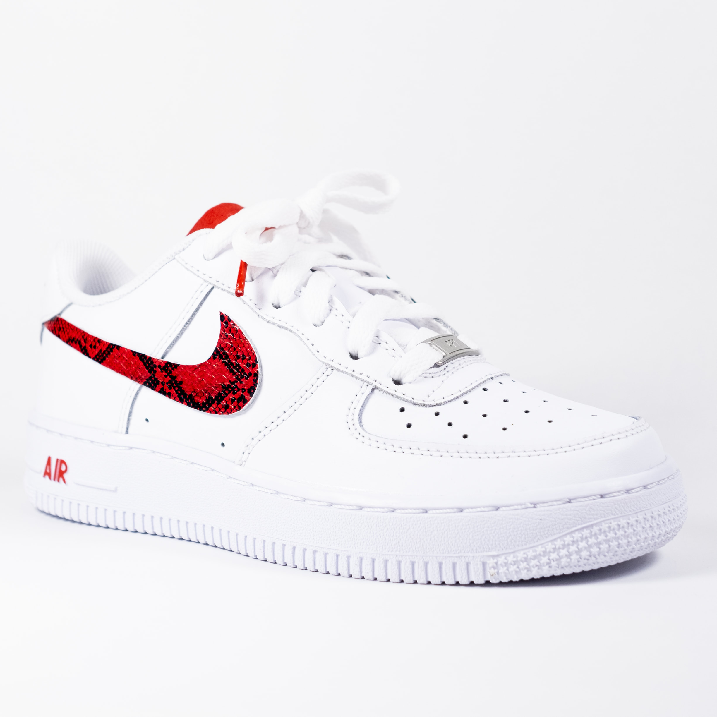 Nike Air Force 1 White Custom 'Red Snakeskin' Edition