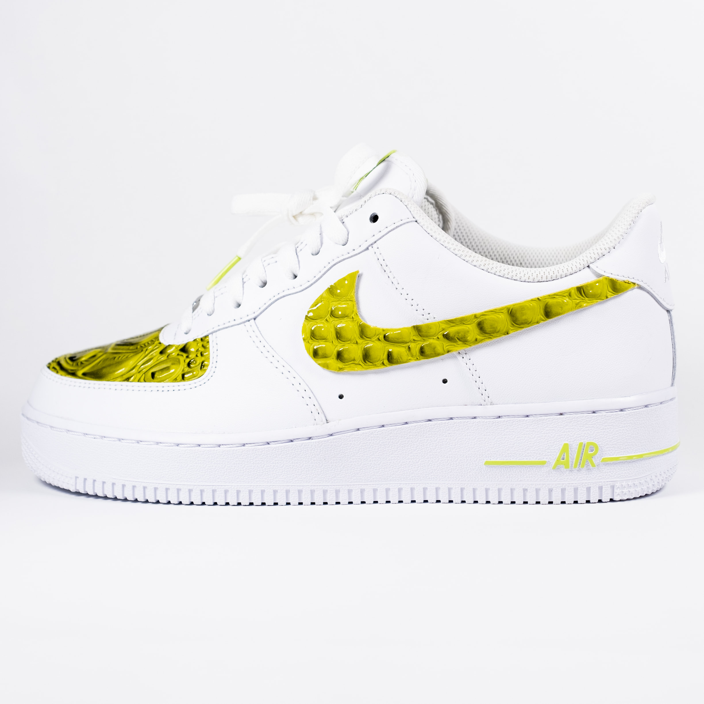 white air forces with lime green