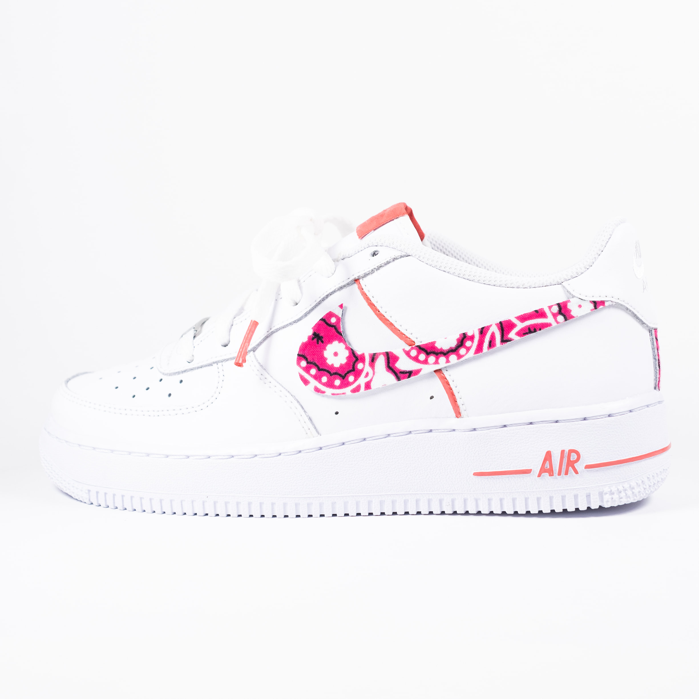 Customized Air Force 1 Sneakers Pink Bandana Adult and Youth 