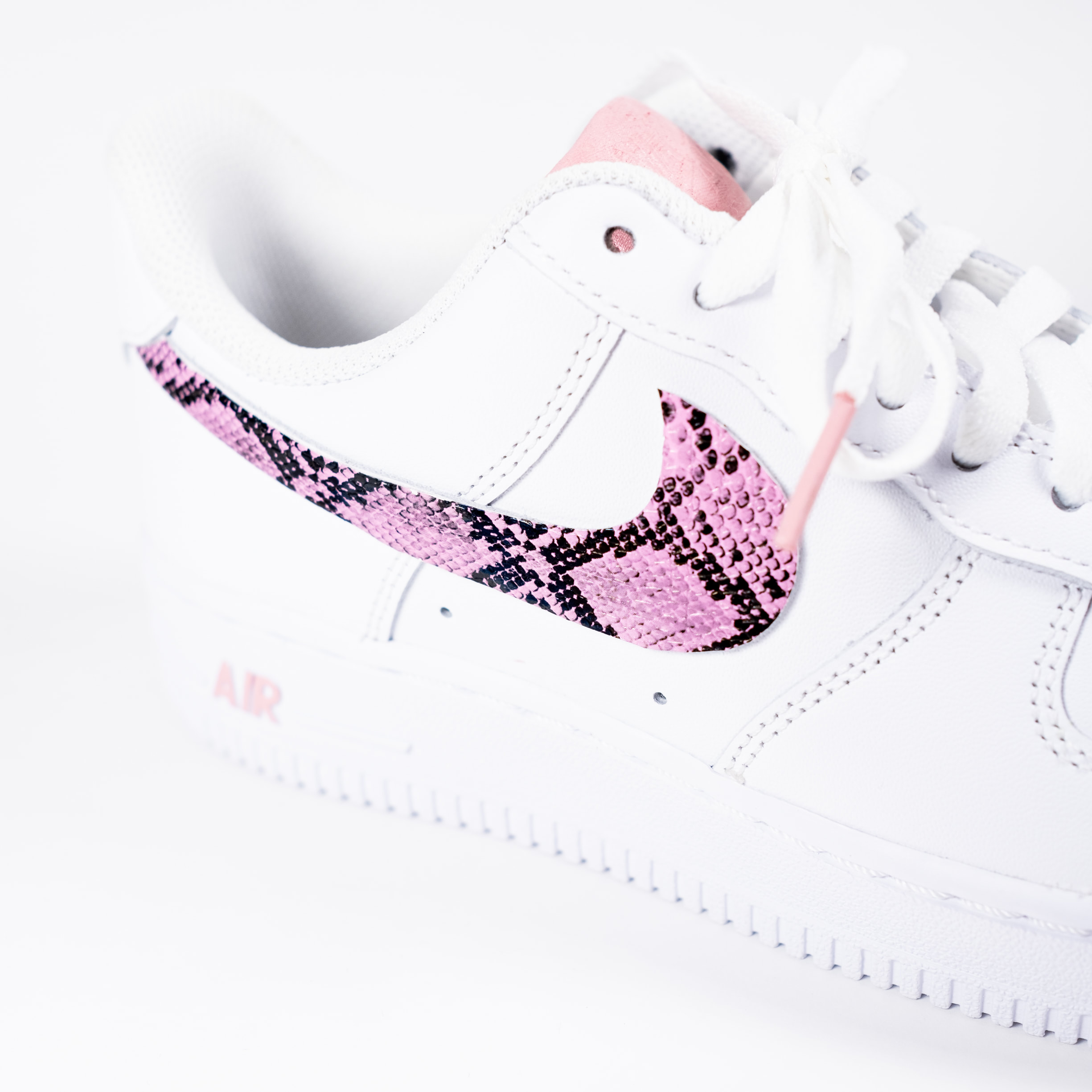 Nike Air Force 1 White Custom 'Pink Snakeskin' Edition
