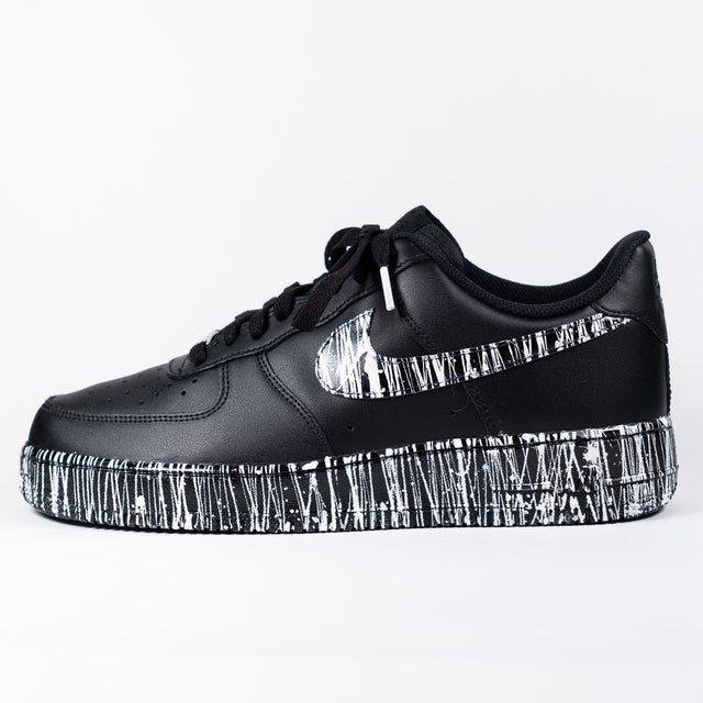 Nike Air Force 1 Black Custom 'Zebra' Splattered Edition